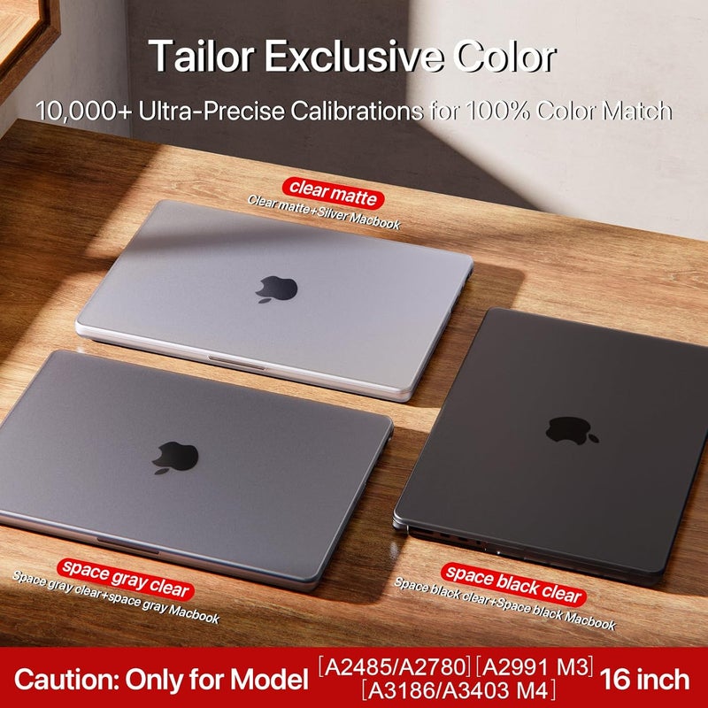 soonjet غطاء لجهاز MacBook Pro مقاس 16 بوصة M4 2025 2024-2021 M3 M2 M1 Pro/Max [مطابقة 100% للون الرسمي] غطاء صلب واقي لجهاز اللابتوب - أسود فضائي شفاف - Image 5